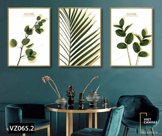 Bộ 3 Tranh Lá Cây Xanh Mát - VZ065.2