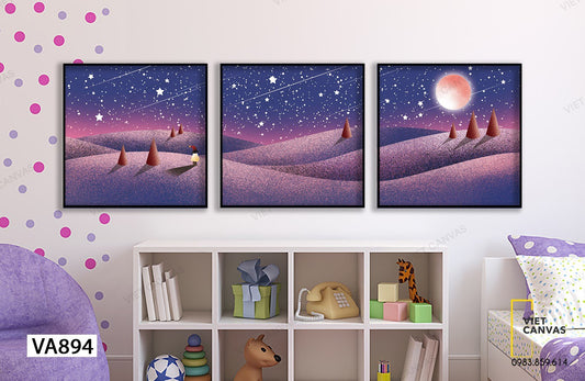 Bộ 3 Tranh Ngọn Đồi Màu Tím - VA894