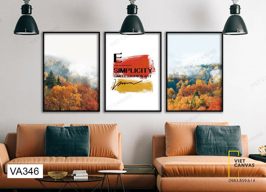 Bộ 3 Tranh Ngọn Đồi Mùa Thu Và Quotes - VA346