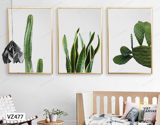 Bộ 3 Tranh Ngọn Xương Rồng Và Cây Xanh - VZ477