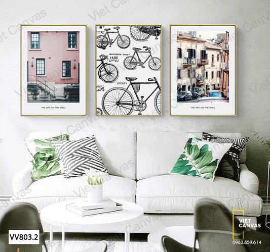 Bộ 3 Tranh Nhà Cửa Và Xe Cộ - VV803.2