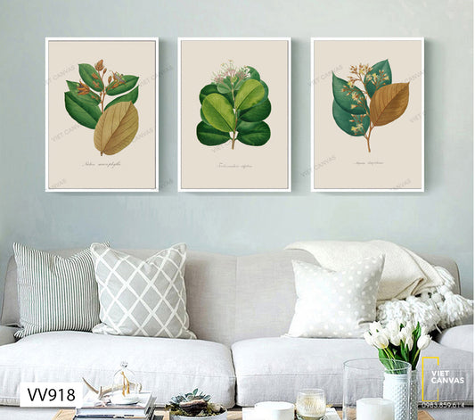 Bộ 3 Tranh Nhánh Lá Cây - VV918