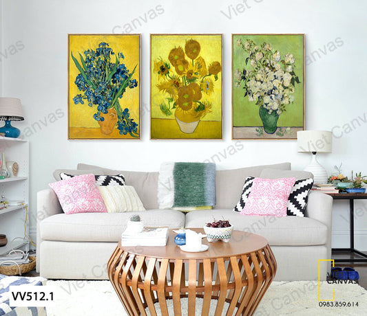 Bộ 3 Tranh Những Bình Hoa - VV512.1