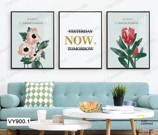Bộ 3 Tranh Những Bông Hoa Nở Rộ Và Quotes - VY900.1