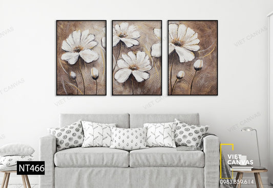Bộ 3 Tranh Những Bông Hoa Trắng - NT466