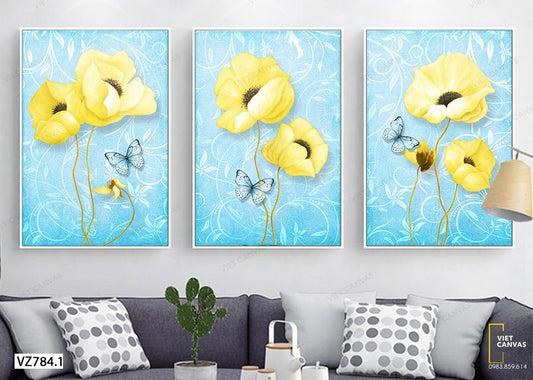 Bộ 3 Tranh Những Bông Hoa Vàng Tươi Tắn - VZ784.1