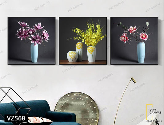 Bộ 3 Tranh Những Chậu Hoa Ngọt Ngào - VZ568