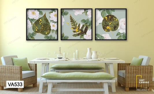 Bộ 3 Tranh Những Chiếc Lá Chấm Vàng - VA533