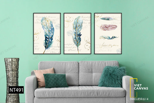 Bộ 3 Tranh Những Chiếc Lông Vũ - NT491