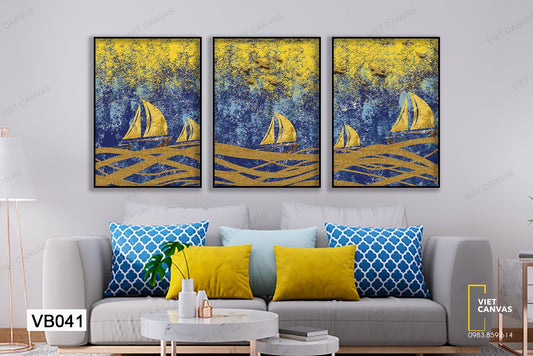 Bộ 3 Tranh Những Chiếc Thuyền Ngược Dòng - VB041