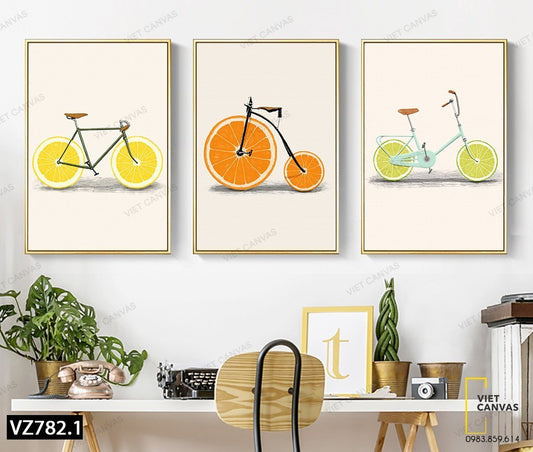 Bộ 3 Tranh Những Chiếc Xe Đạp Xinh Xắn - VZ782.1