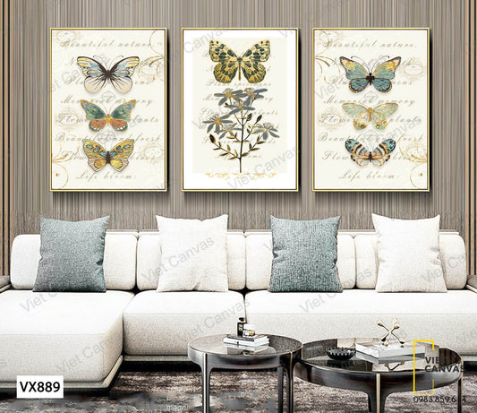 Bộ 3 Tranh Những Chú Bướm Sặc Sỡ - VX889