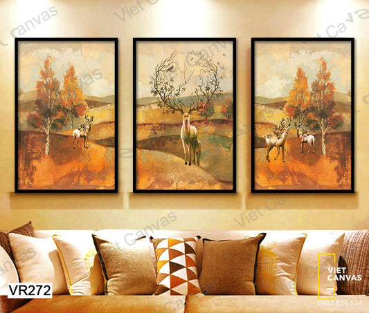 Bộ 3 Tranh Những Chú Hươu Và Rừng Thu - VR272