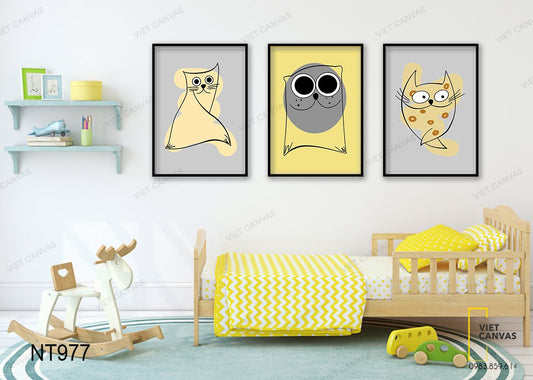 Bộ 3 Tranh Những Chú Mèo Tinh Nghịch - NT977