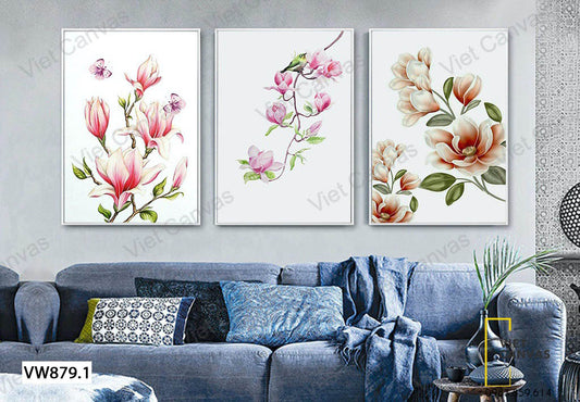 Bộ 3 Tranh Những Đóa Hoa Phơi Sắc - VW879.1