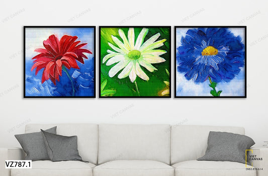 Bộ 3 Tranh Những Đóa Hoa Sặc Sỡ - VZ787.1