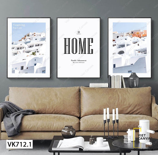 Bộ 3 Tranh Những Ngôi Nhà Trắng Hiện Đại Và Quotes - VK712.1