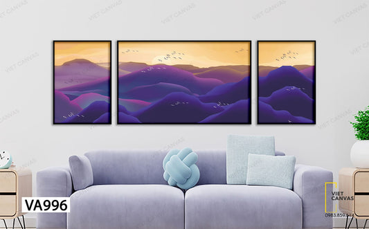 Bộ 3 Tranh Dãy Núi Màu Tím - VA996
