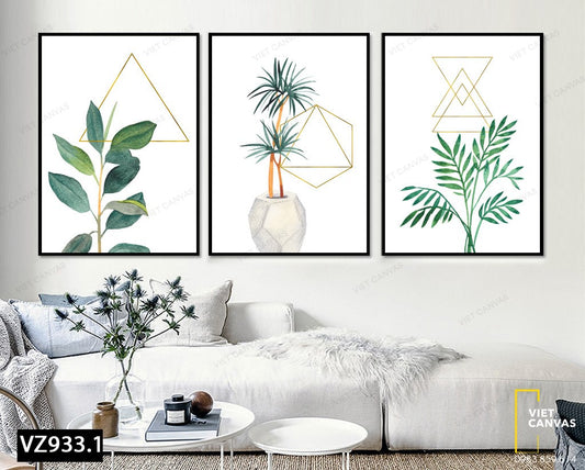 Bộ 3 Tranh Những Nhành Cây Xanh Mát - VZ933.1