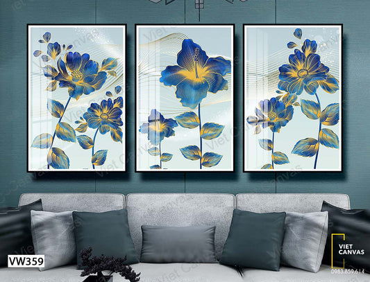 Bộ 3 Tranh Những Bông Hoa Xanh - VW359