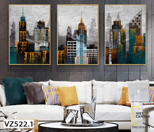 Bộ 3 Tranh Những Tòa Nhà Cao Tầng - VZ522.1