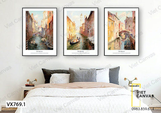 Bộ 3 Tranh Những Tòa Nhà Ven Sông - VX769.1