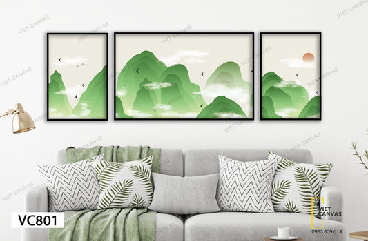 Bộ 3 Tranh Núi Non Trập Trùng - VC801