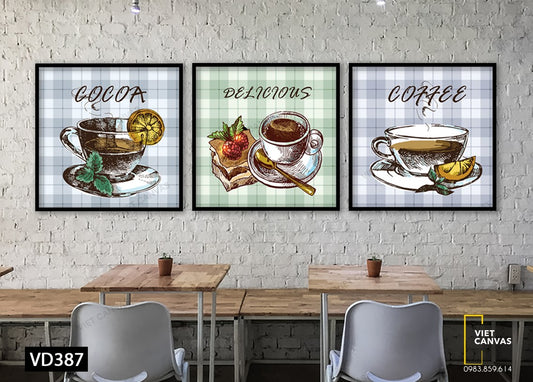 Bộ 3 Tranh Nước Uống Trên Bàn - VD387