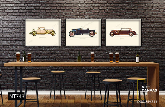 Bộ 3 Tranh Ô Tô Cổ - NT743