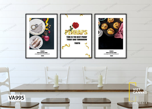 Bộ 3 Tranh Hoa Lá Và Bánh Ngọt - VA995