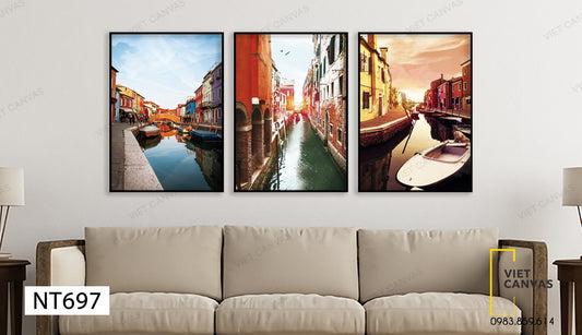 Bộ 3 Tranh Phong Cảnh Ven Sông - NT697