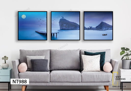 Bộ 3 Tranh Cảnh Biển Về Đêm - NT988