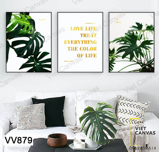 Bộ 3 Tranh Lá Cây Và Quotes - VV879