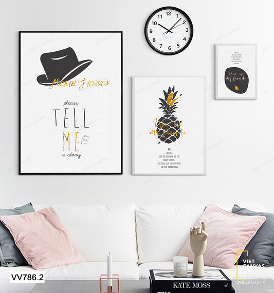 Bộ 3 Tranh Quả Dứa Và Chiếc Nón - VV786.2