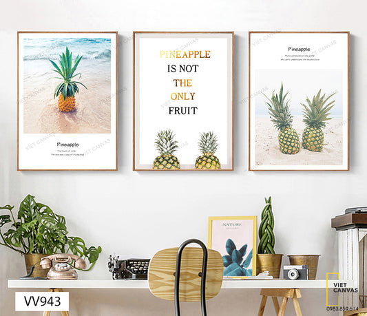 Bộ 3 Tranh Quả Khóm Và Quotes - VV943