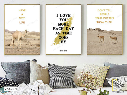 Bộ 3 Tranh Quotes Và Chú Lạc Đà - VK422.1