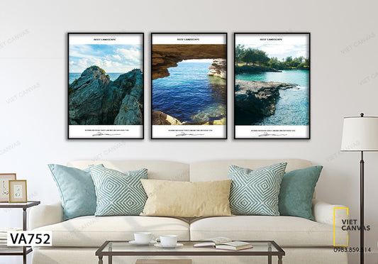 Bộ 3 Tranh Vách Đá Bên Bờ Biển - VA752