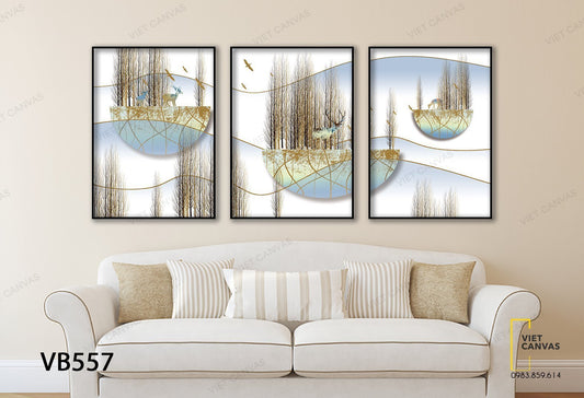 Bộ 3 Tranh Hươu Và Rừng Cây Khô Cằn - VB557