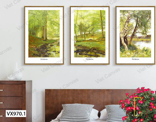 Bộ 3 Tranh Rừng Cây Và Suối Nhỏ - VX970.1
