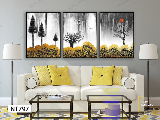 Bộ 3 Tranh Rừng Cỏ Vàng - NT797