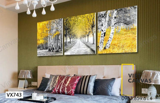 Bộ 3 Tranh Rừng Mùa Thu Hiện Đại - VX743