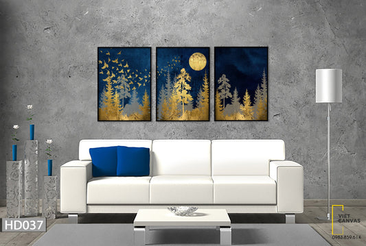Bộ 3 Tranh Rừng Thông Vàng - HD037