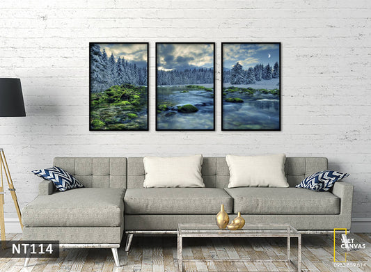 Bộ 3 Tranh Rừng Thông Về Đêm - NT114