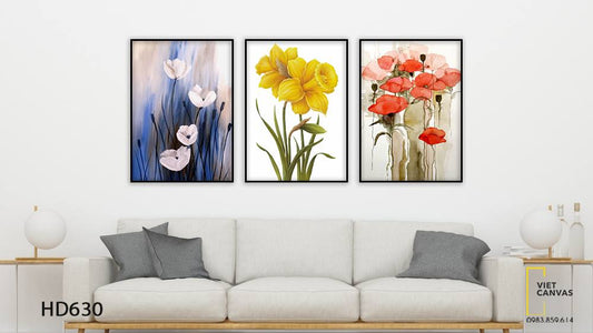 Bộ 3 Tranh Bó Hoa Tươi Thắm - HD630