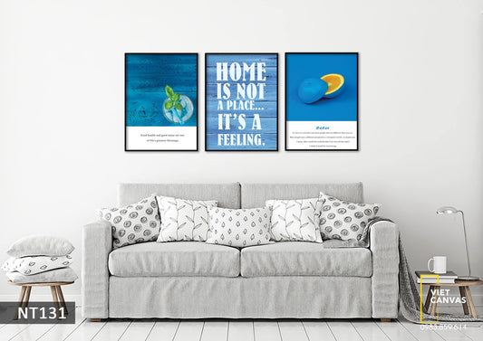 Bộ 3 Tranh Lá Cây, Quả Cam Và Quotes - NT131