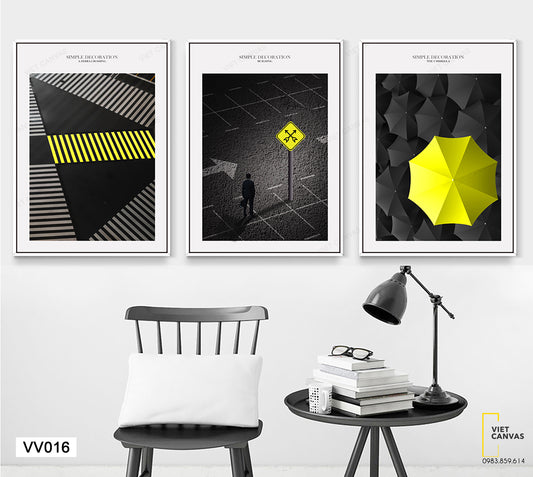 Bộ 3 Tranh Con Đừng Và Những Chiếc Ô - VV016