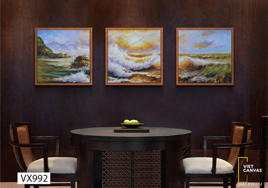 Bộ 3 Tranh Sóng Biển Dạt Dào - VX992