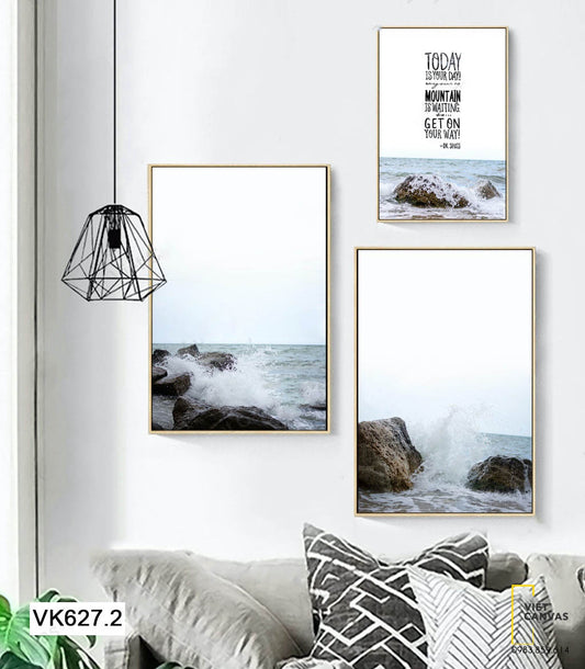 Bộ 3 Tranh Sóng Vỗ Và Quotes - VK627.2