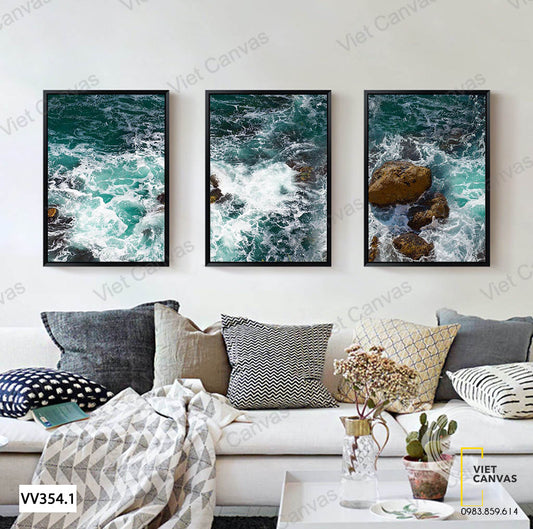 Bộ 3 Tranh Biển Và Bãi Đá - VV354.1