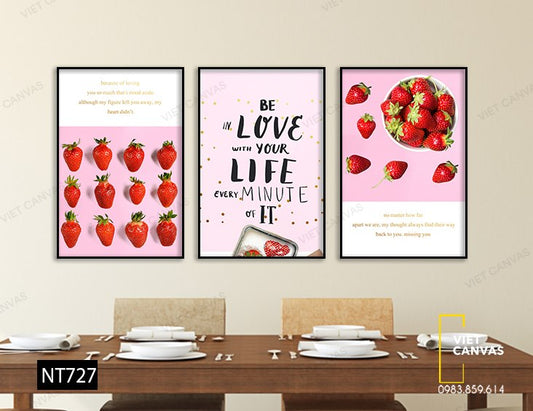 Bộ 3 Tranh Những Quả Dâu Xinh Và Quotes - NT727